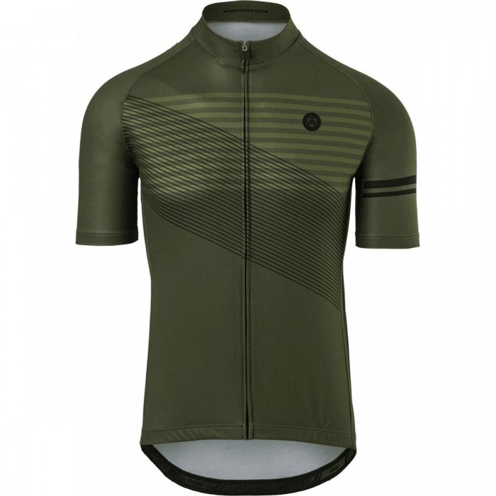 Camiseta Deportiva Hombre Verde Militar Slim Fit 2XL con Mangas Cortas y 3 Bolsillos - 1