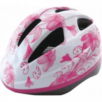 Casco para Niña Flores Blanco y Rosa 48-52cm - Certificado EN1078 - 1