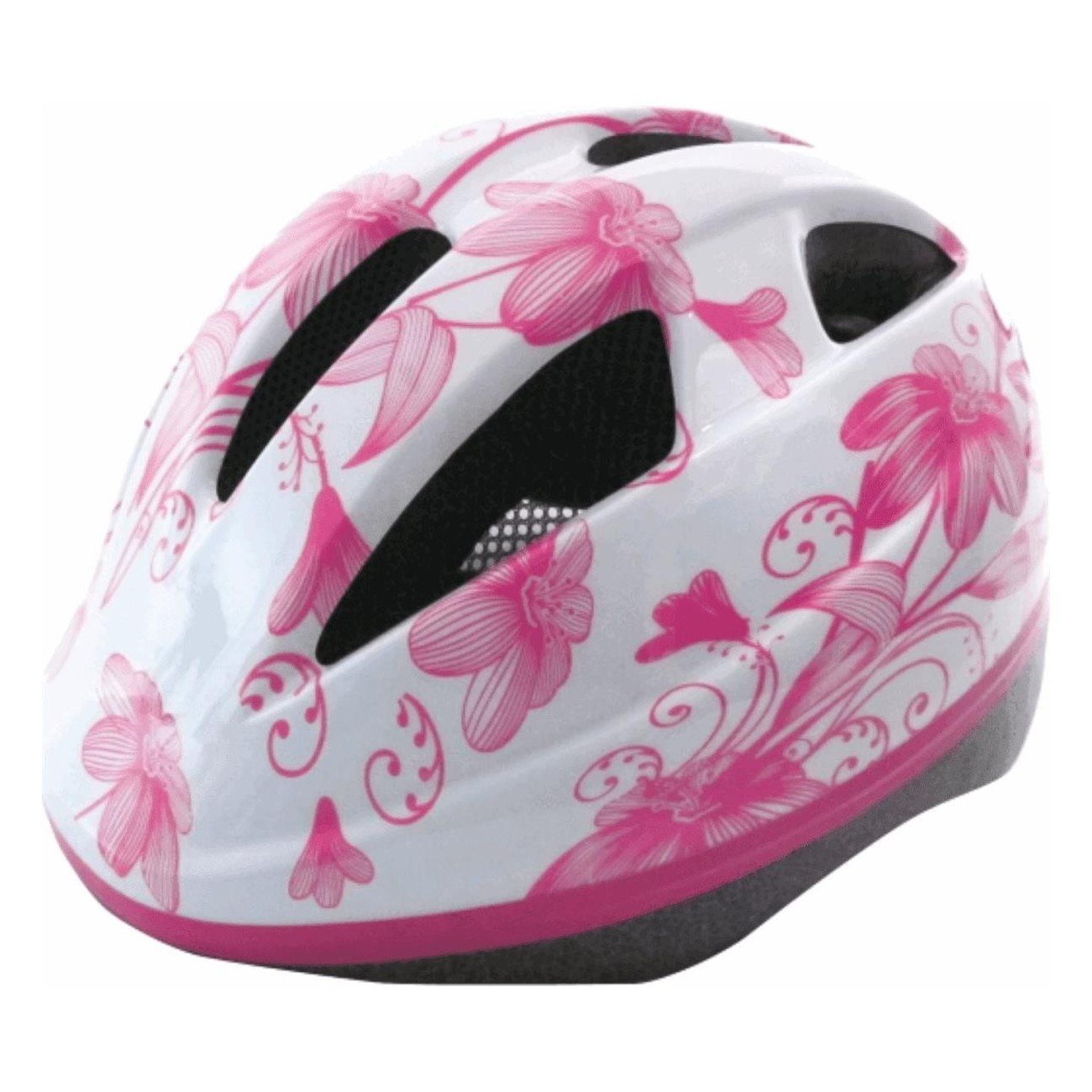 Casco para Niña Flores Blanco y Rosa 48-52cm - Certificado EN1078 - 1