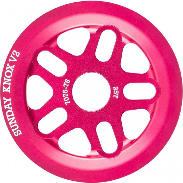 Sunday Knox V2 28T BMX Sprocket in Anodized Pink 7075-T6 Aluminum - 1