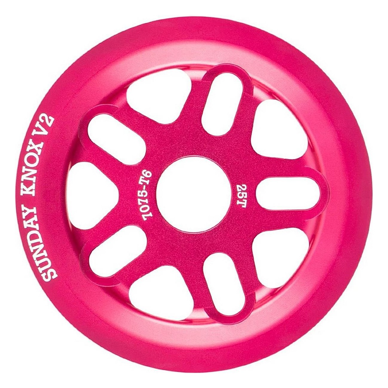 Sunday Knox V2 28T BMX Sprocket in Anodized Pink 7075-T6 Aluminum - 1