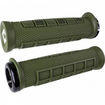 MTB Grips ODI Elite Pro Lock-On 2.1 Olive with Black Clamps, 130mm - 1