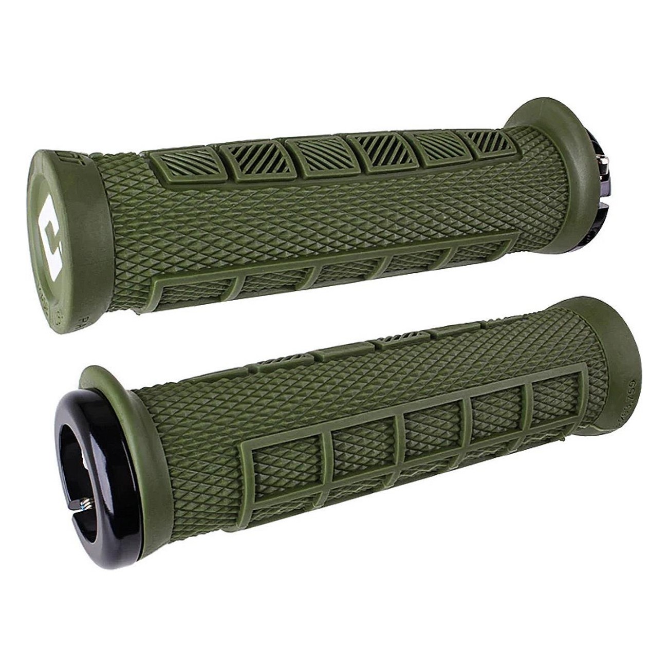 MTB Grips ODI Elite Pro Lock-On 2.1 Olive with Black Clamps, 130mm - 1