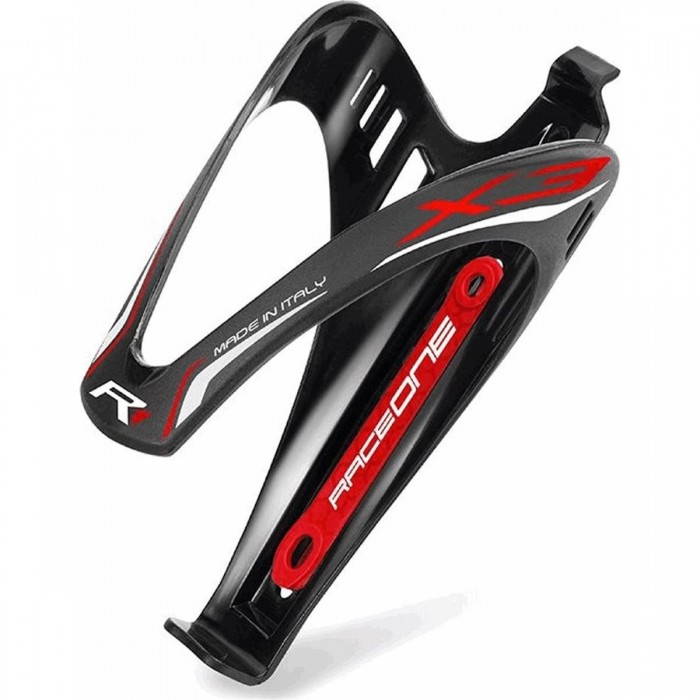 X3 Black/Red Matte Polycarbonate Bottle Cage - RaceOne - 1