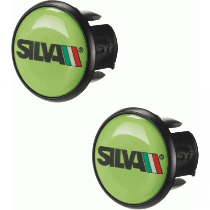 Green Silva Racing Handlebar Plugs - 2 Durable Plastic Pieces - 1