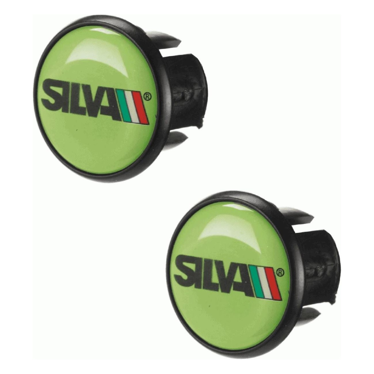 Green Silva Racing Handlebar Plugs - 2 Durable Plastic Pieces - 1