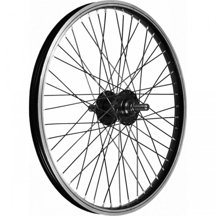 Ruota Anteriore BMX 20x1.75 in Alluminio Nero, 48 Fori, Perno 14mm - 1 - Ruote complete - 8053329969406