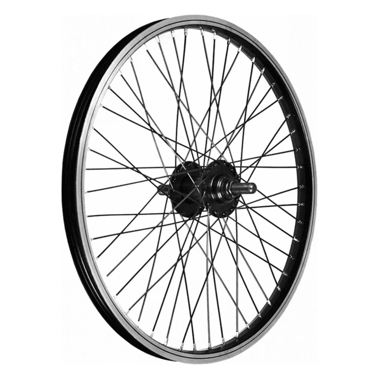 Vorderrad BMX 20x1.75 aus schwarzem Aluminium, 48 Löcher, 14mm Achse - 1