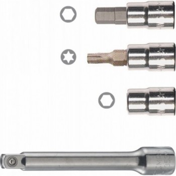 1/4' Socket Set for Torque Wrenches - 20 Pieces with Inserts and Extension - 1