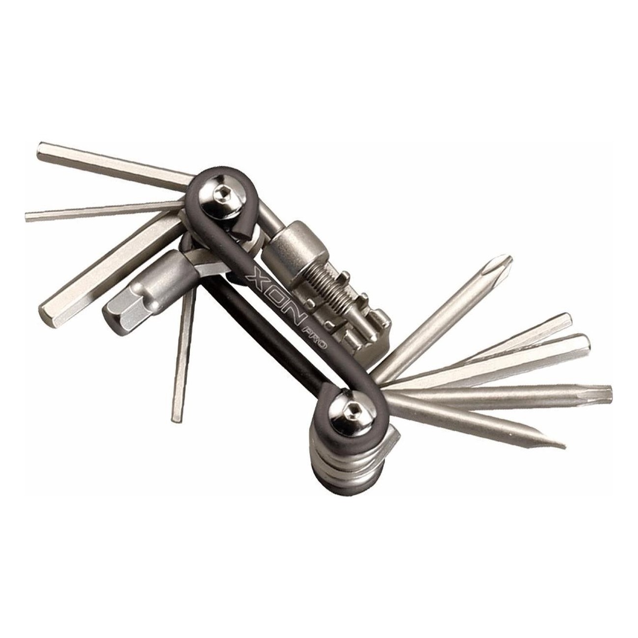 Multitool 11 in 1 aus Aluminium mit Sechskantschraubendrehern und Kettennieter XON - 1