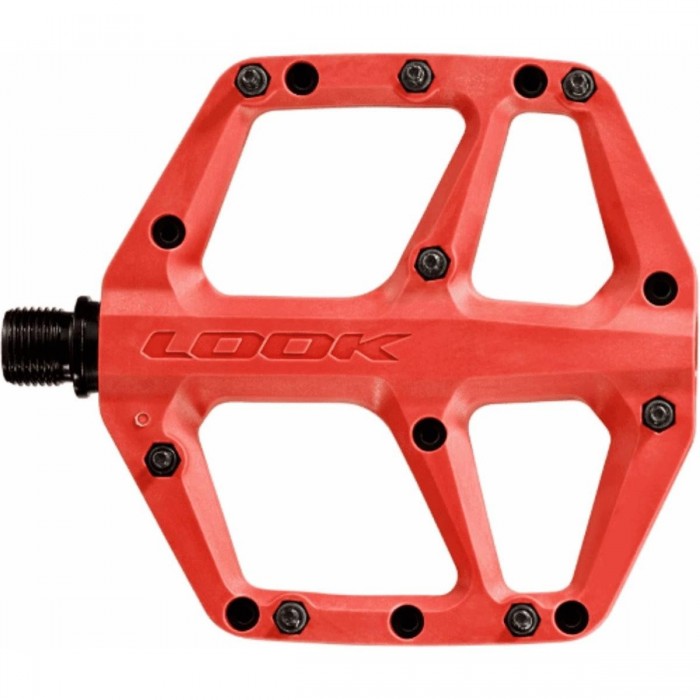 Red Composite MTB Trail Fusion Flat Pedals with Chromoly Axle, 320g - 1