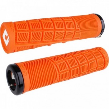 Poignées Odi Reflex V2.1 Lock-On Orange avec Colliers Noirs 135mm - Confort et Contrôle pour BMX et MTB - 1