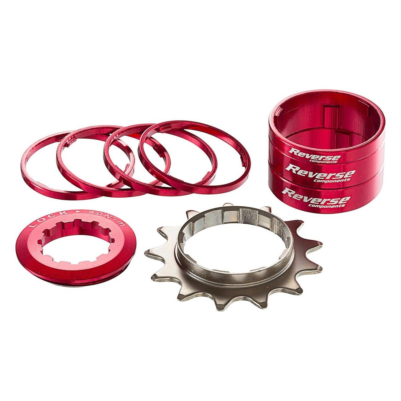 Kit de Conversión a Velocidad Única 13T Rojo para Buje HG con Flange Ancha - 1