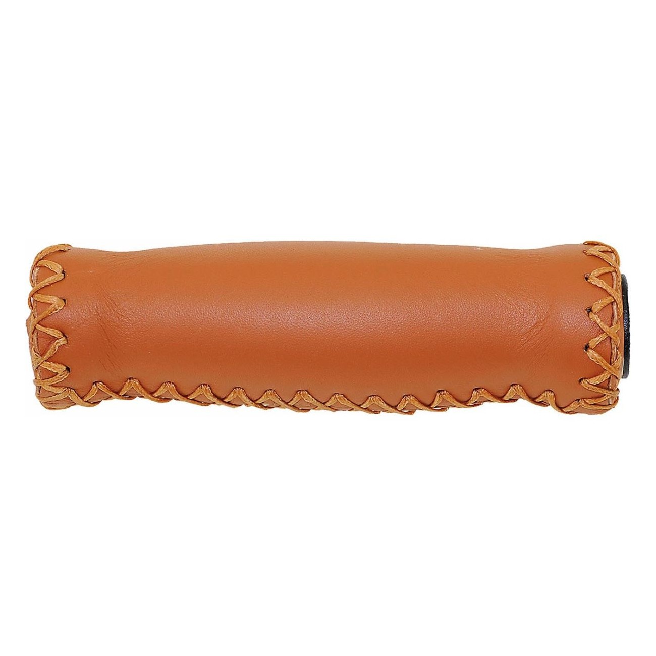 Brown Leather Bike Grips 125mm Padded Velo - Classy Retro Look - 1