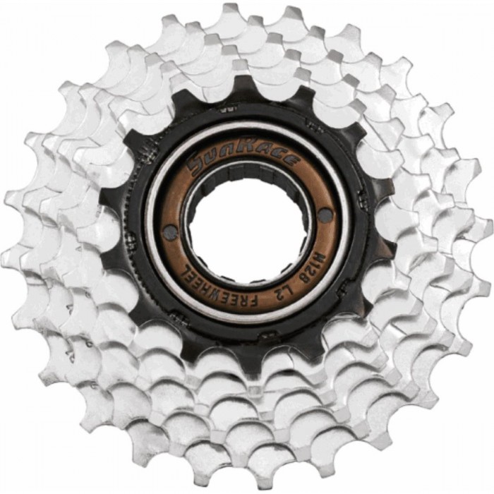 6-Speed Freewheel 14-24 Teeth for Road Bike - Silver/Black, Optimal Design - 1