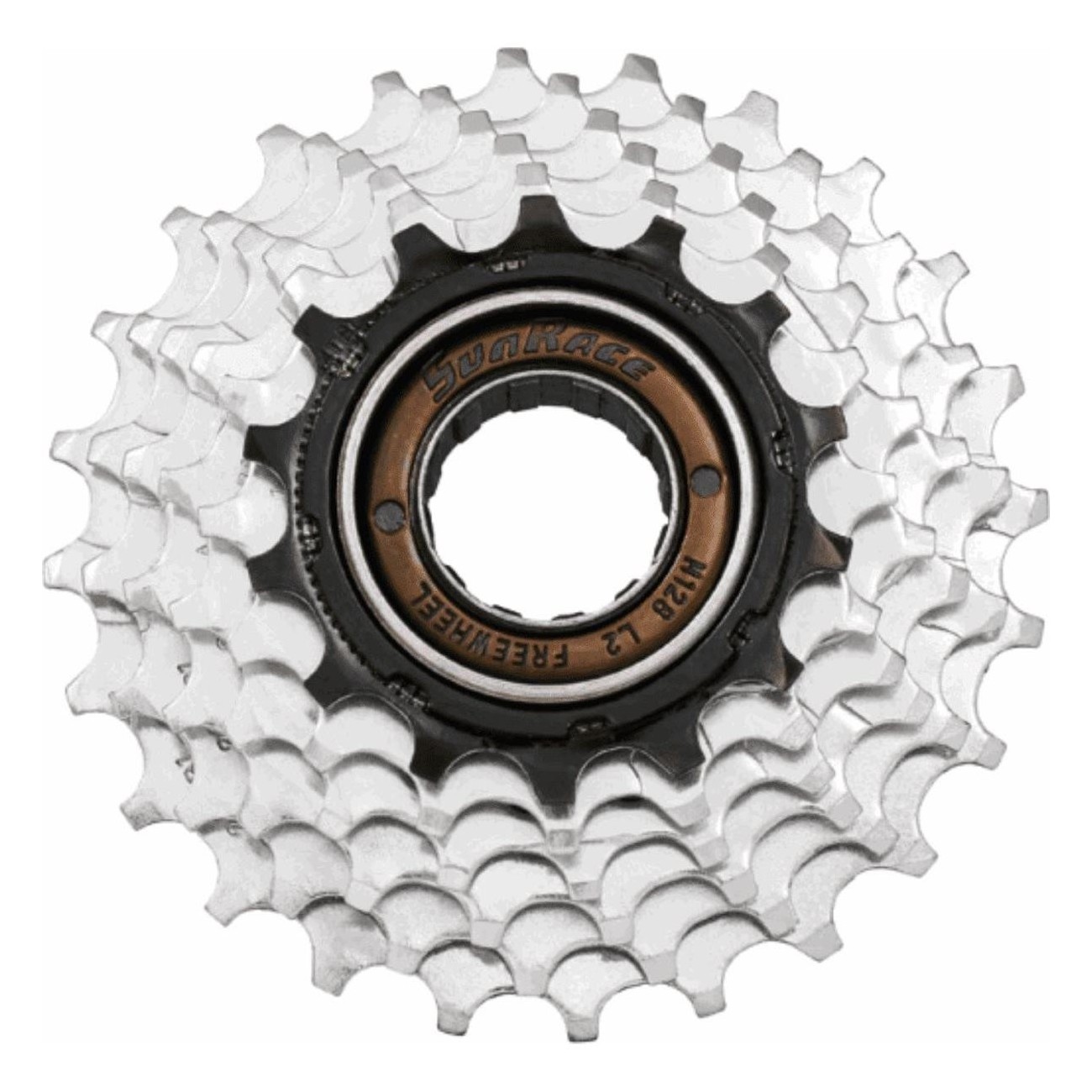 6-Speed Freewheel 14-24 Teeth for Road Bike - Silver/Black, Optimal Design - 1