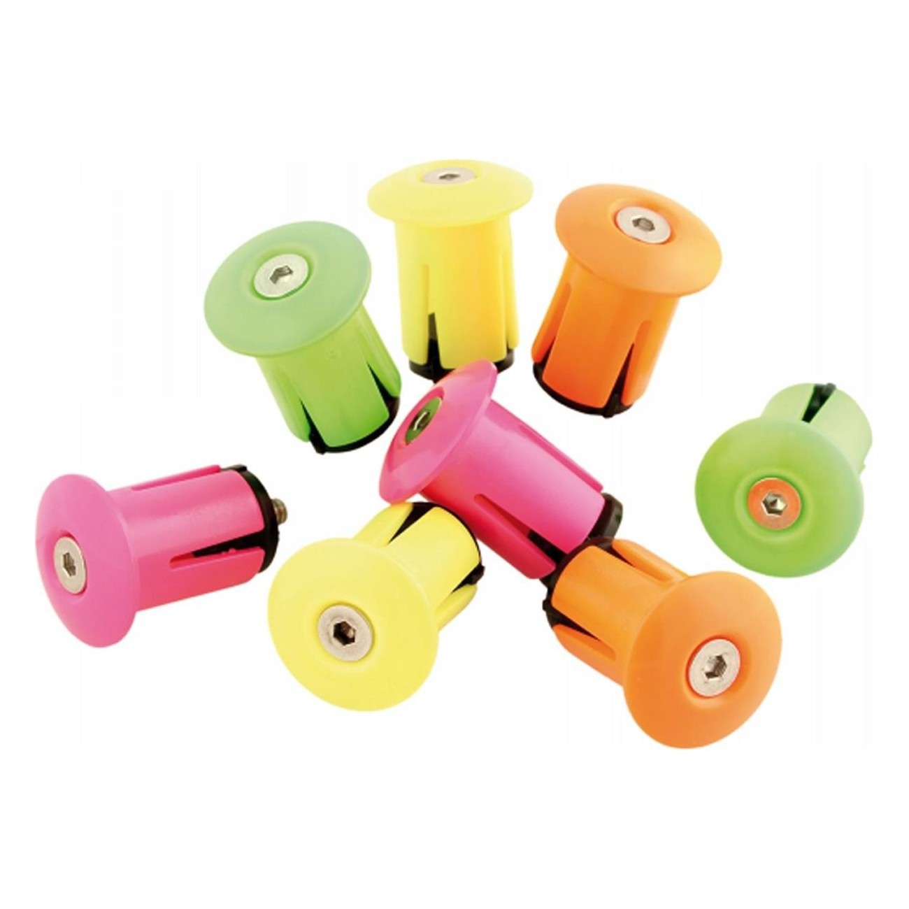 Pair of Velo Handlebar Caps in Fluorescent Green - 25.5 mm Diameter for Bike - 1