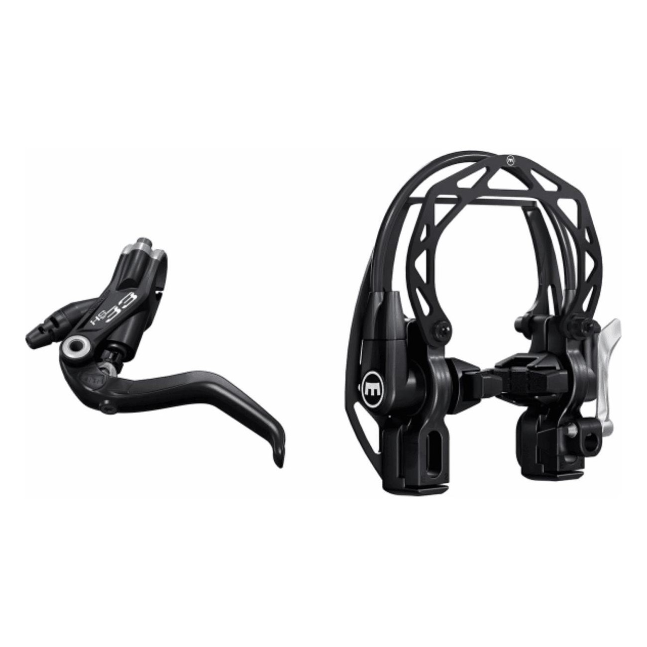 Magura HS33 R Black Hydraulic Brake, 2-Finger Lever, 2000mm, V-Brake for Trekking and City Bike - 1