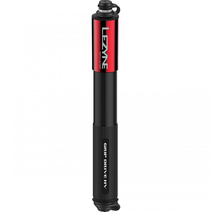 Lezyne Grip Drive HV Red Hand Pump for Bike, Compact and Efficient, 90 PSI - 1