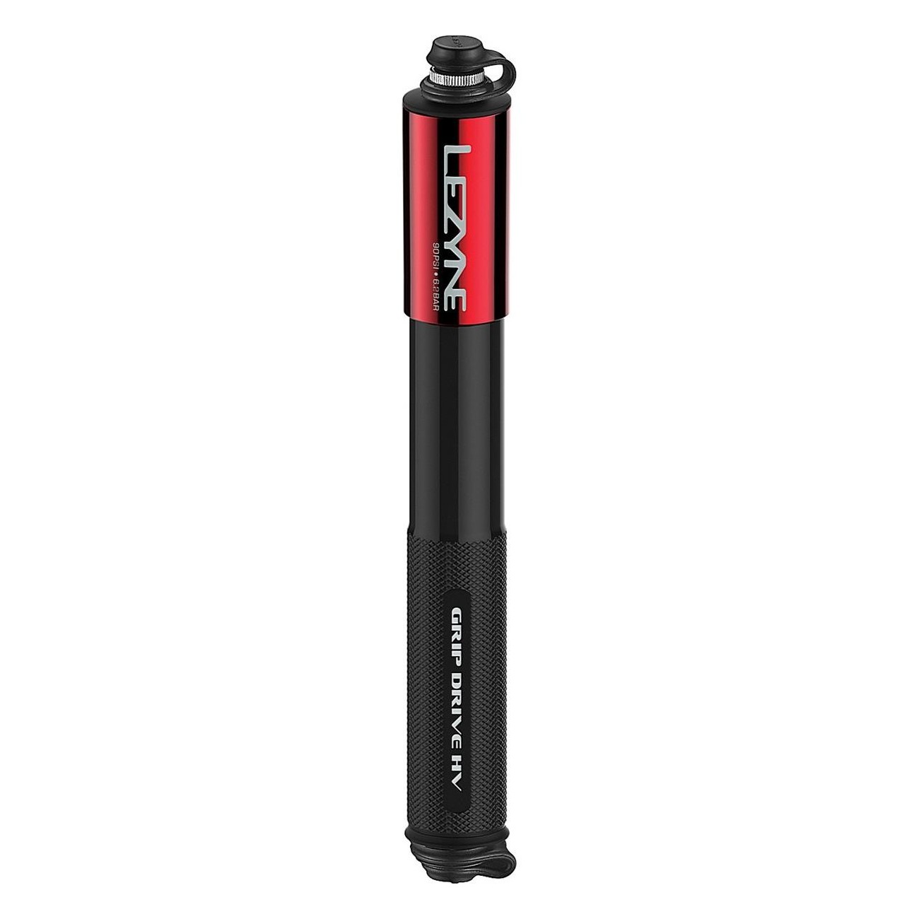 Lezyne Grip Drive HV Red Hand Pump for Bike, Compact and Efficient, 90 PSI - 1