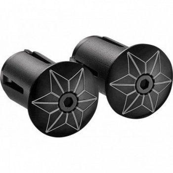 Schwarz Aluminium Lenkerstopfen mit Supacaz Expander und 3mm Schraube - Star Plugz - 1