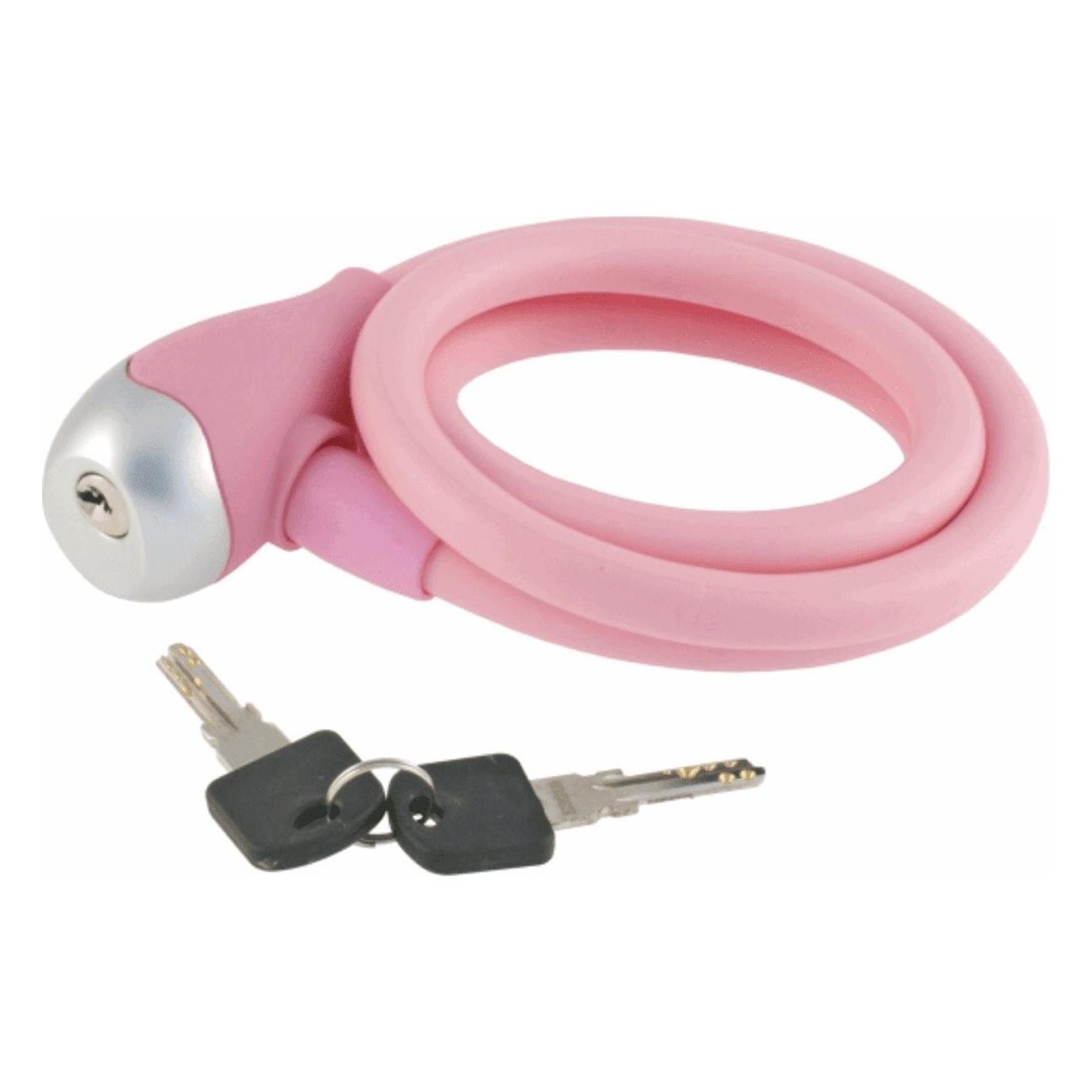 Pink Silicone Spiral Lock 12x1200 mm with Key for Bicycle - 1