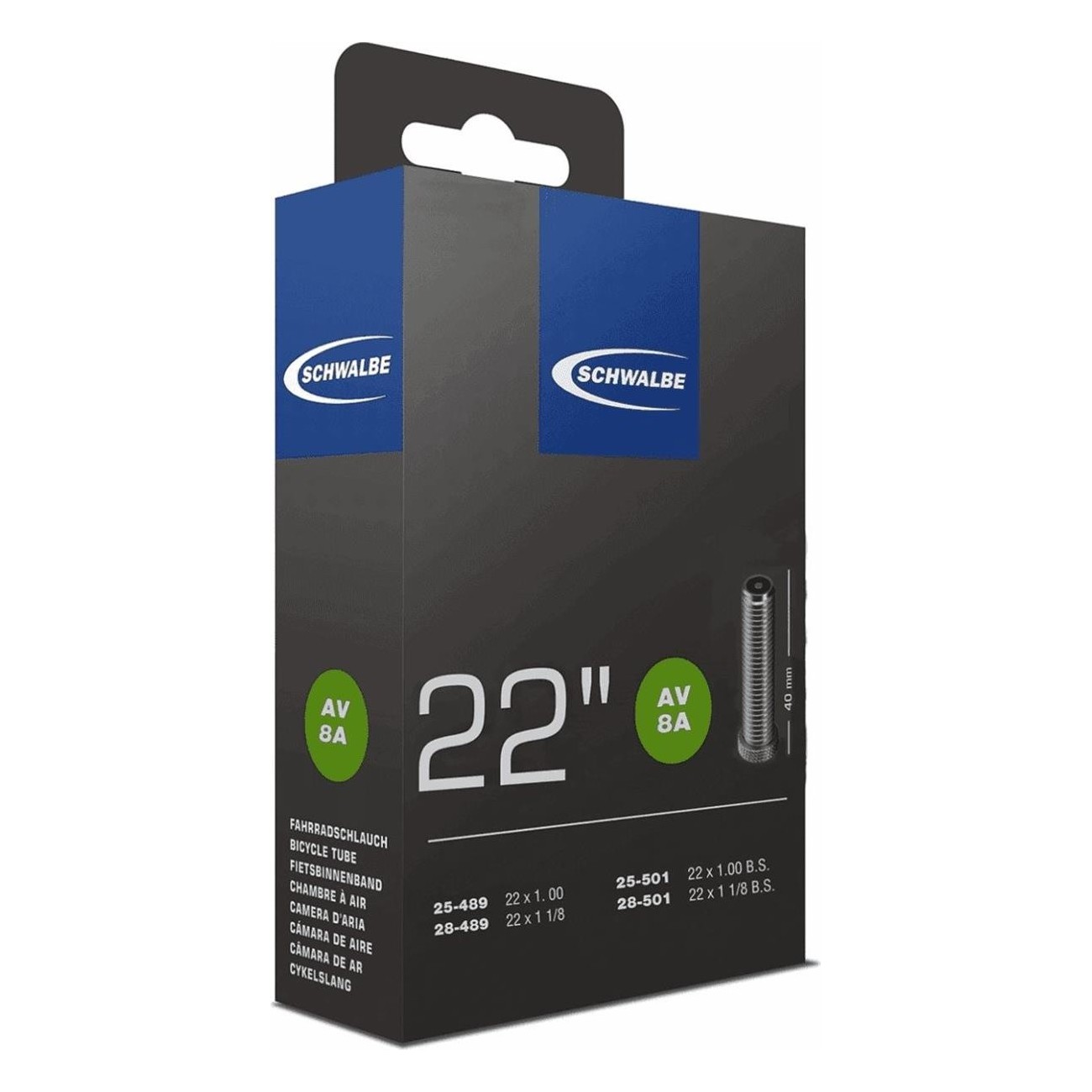 Schwalbe 22x1.00 Inner Tube with 40mm Schrader Valve, Standard and Reliable - 1