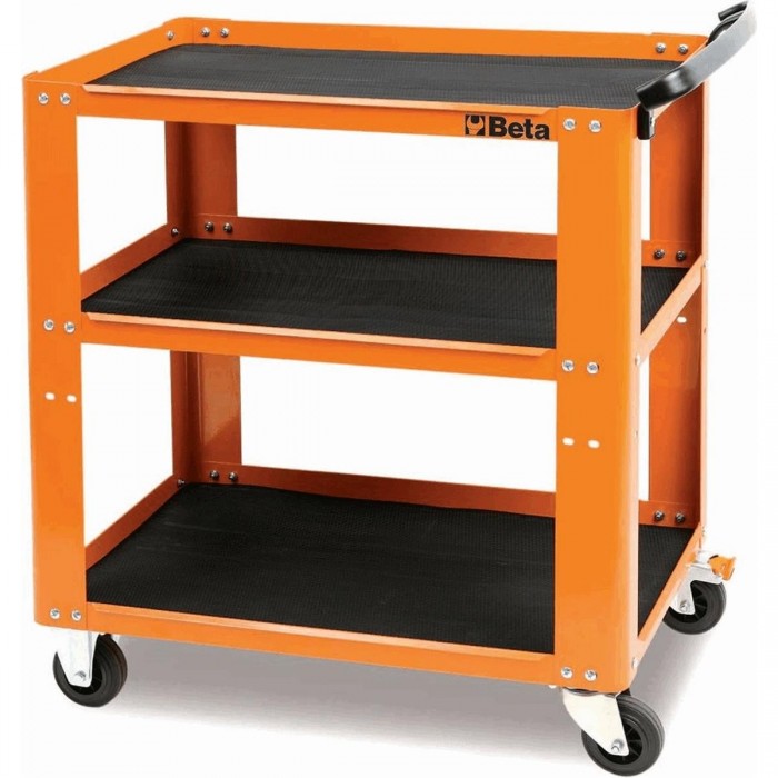 Beta Wagen mit 3 Rutschfesten Gummiregalen Orange 80x45x90cm - 1