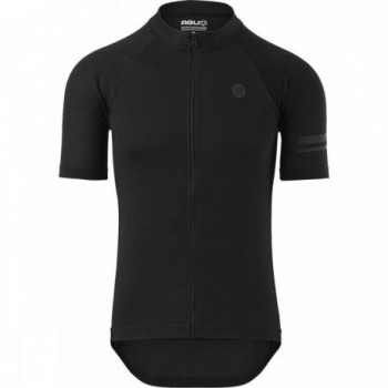 Men's Black Short Sleeve Breathable Polyester Shirt with Regular Fit and Pockets AGU - 1