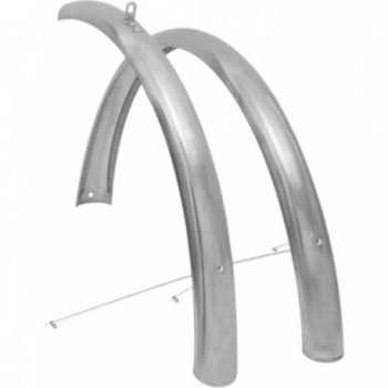 Pair of 24' Stainless Steel Fenders with Rods and Straps for Urban Bike - 1