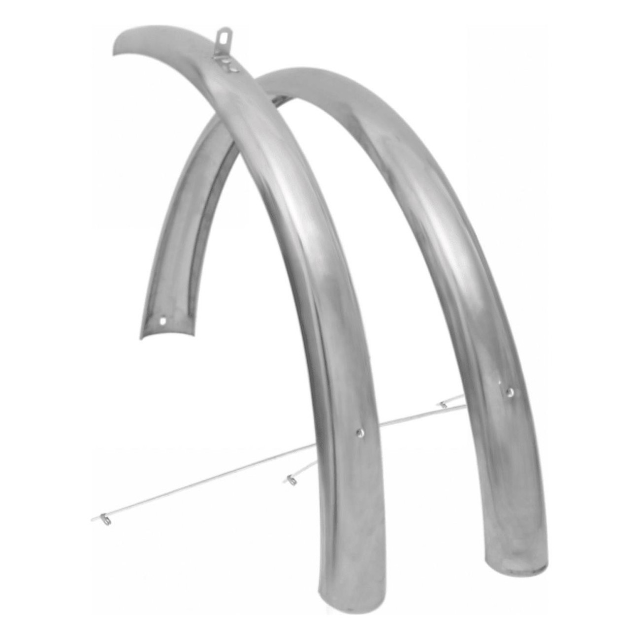 Pair of 24' Stainless Steel Fenders with Rods and Straps for Urban Bike - 1