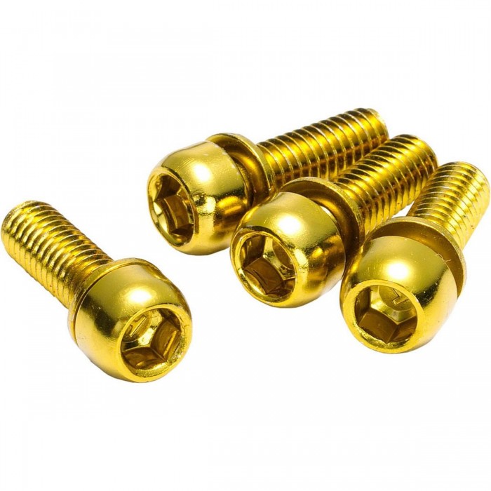 Gold Colored Steel Brake Reverse Adapter Screw Set M6x18mm - 1