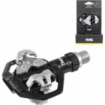 Black Aluminum Clipless SPD MTB Pedals 80x82 mm, 350g, SPD Compatible - 1