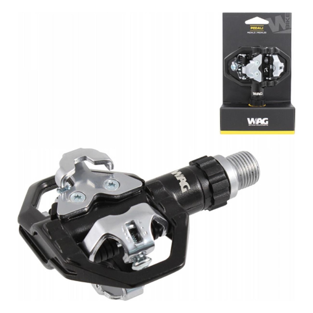 Black Aluminum Clipless SPD MTB Pedals 80x82 mm, 350g, SPD Compatible - 1