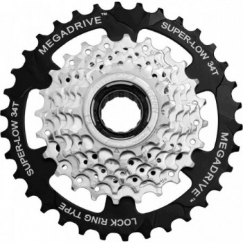 Megadrive 7-Speed Freewheel 13/34 Teeth Silver/Black Steel - SUNRACE - 1