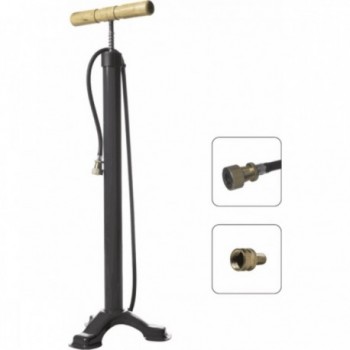 Black Steel 3-Foot Pump with Wooden Handle, Height 600 mm - 1