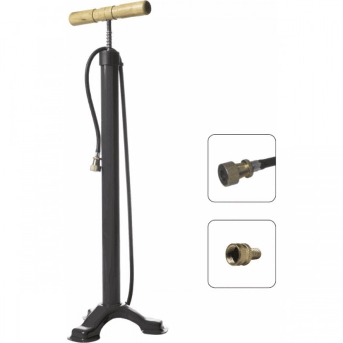 Black Steel 3-Foot Pump with Wooden Handle, Height 600 mm - 1