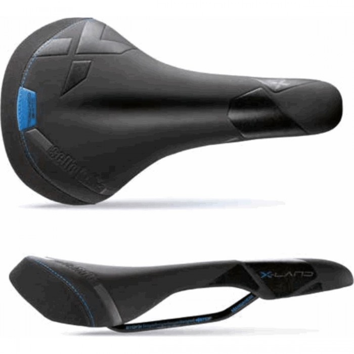 X-Land Saddle for E-Bike 148x268mm Black/Blue, Manganese Rail, 280g - 1