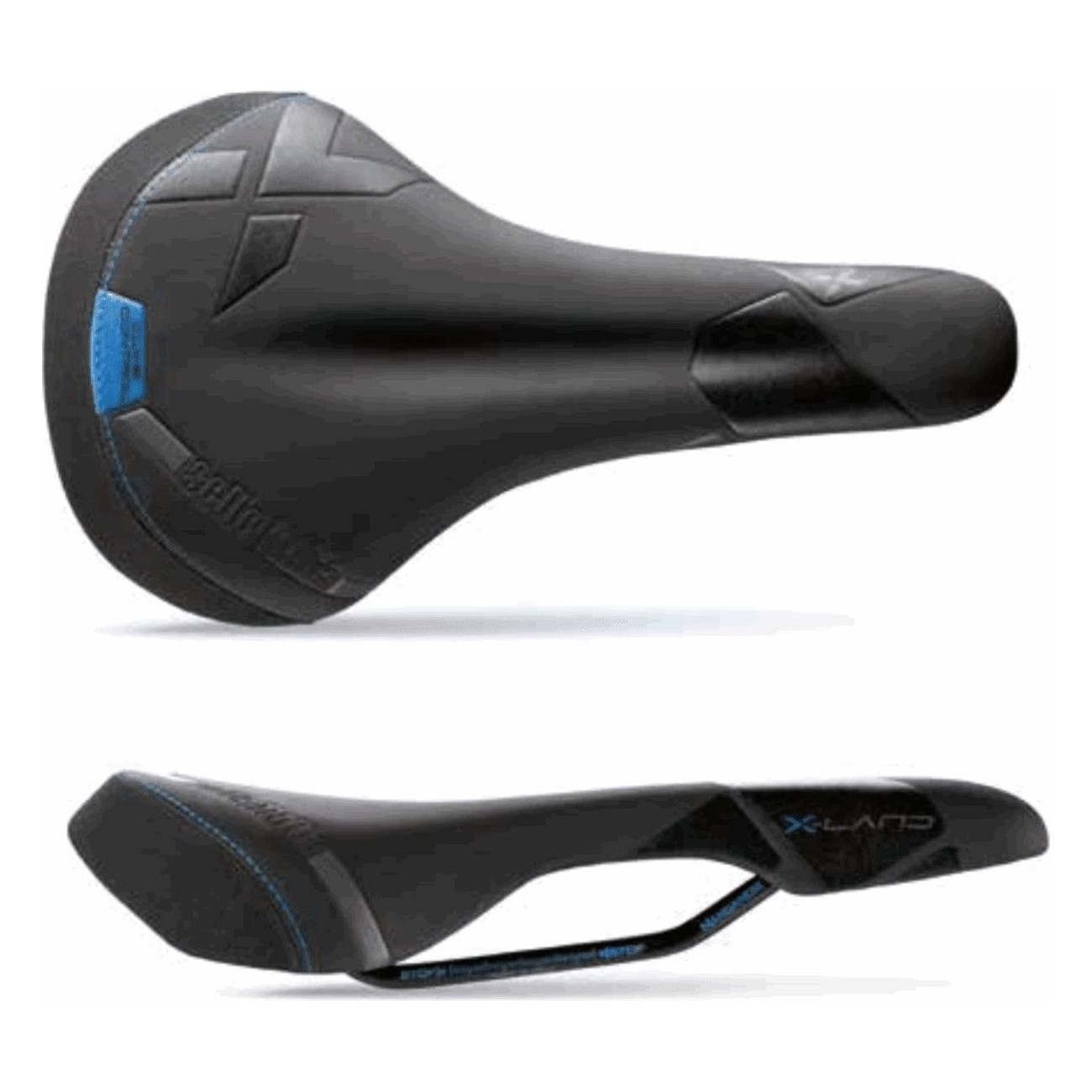 Sella X-Land per E-Bike 148x268mm Nero/Blu, Rail in Manganese, 280g - Comfort e Prestazioni by selleItalia - 1 - Selle - 8030282