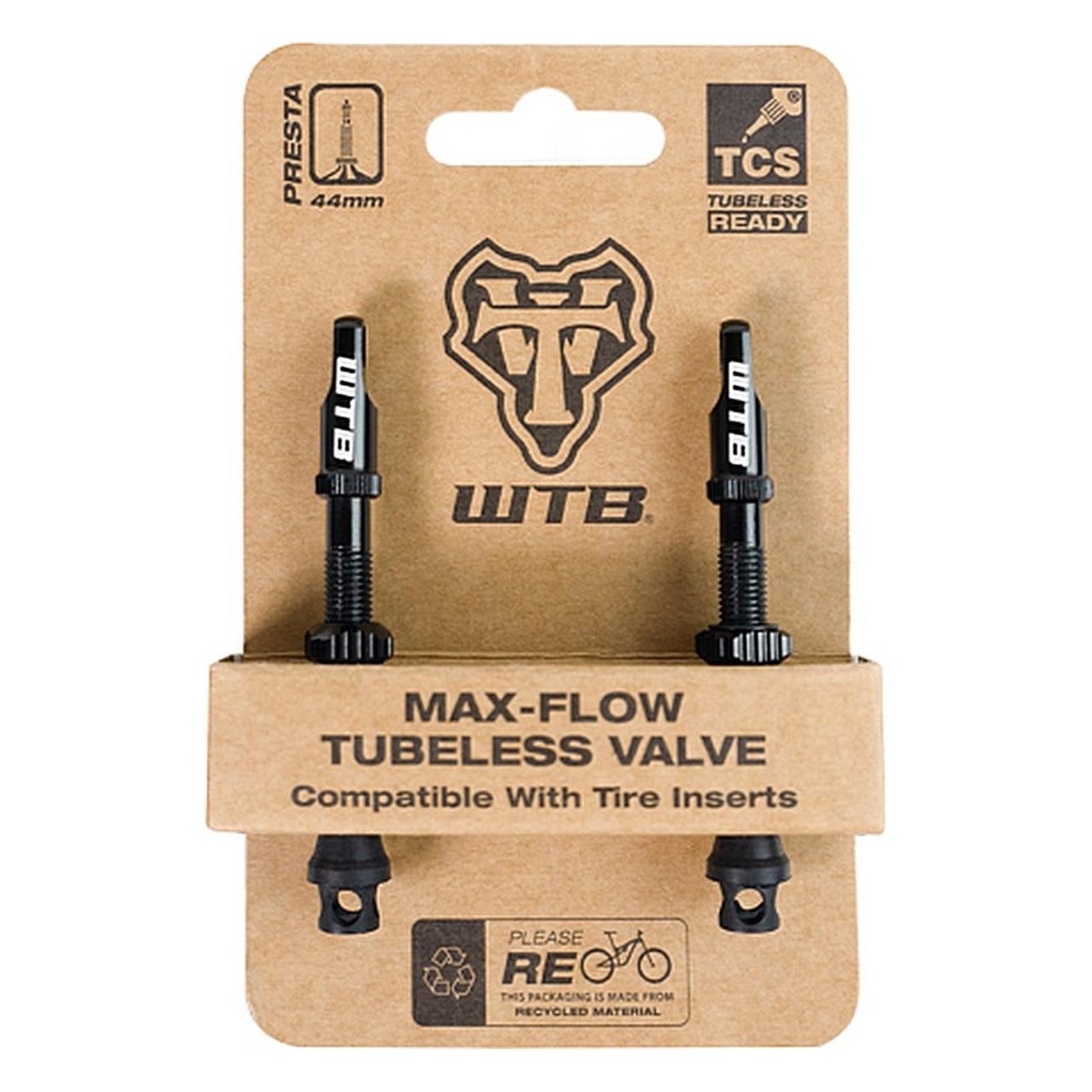 Coppia di Valvole Tubeless TCS Max-Flow in Alluminio, Compatibili con Inserti Copertoni - 46mm, Nero - 1 - Valvole - 07144019511