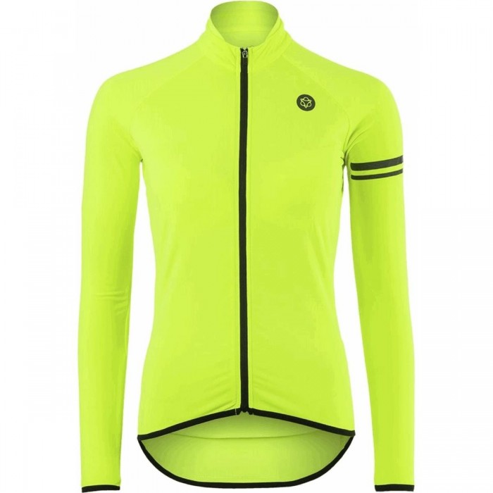 Women's Fluorescent Yellow Sports Shirt L - Long Sleeve Breathable with Pockets - 1