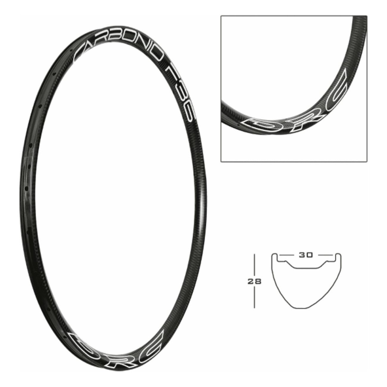 Jante VTT 29' en Carbone Tubeless Ready, 28 Trou, Frein à Disque - 1