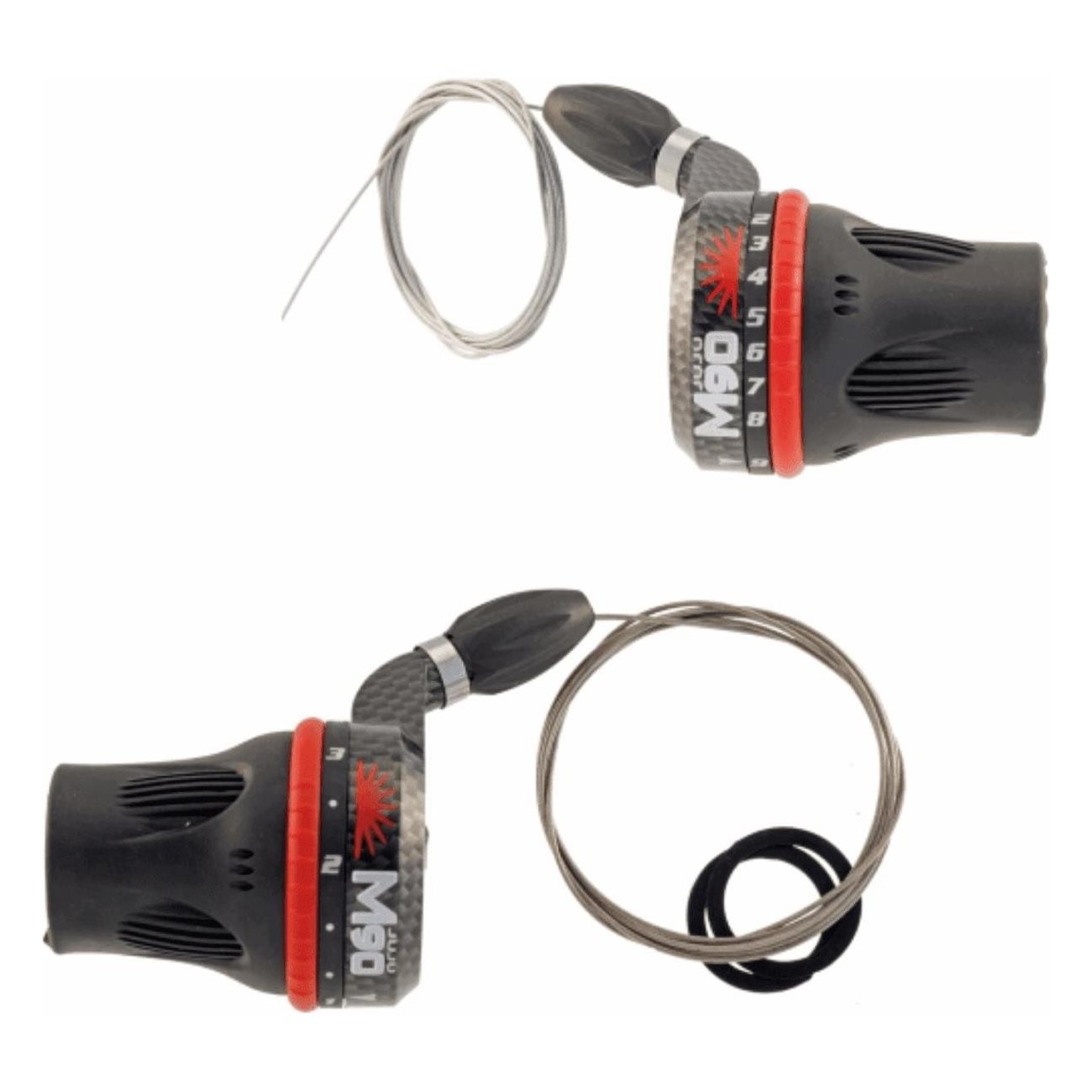 Coppia Comandi Cambio Grip Shifter 3x9v per MTB e Urban con Cavi, Impugnatura Ergonomica in Gomma - 1 - Comandi - 4710944215434