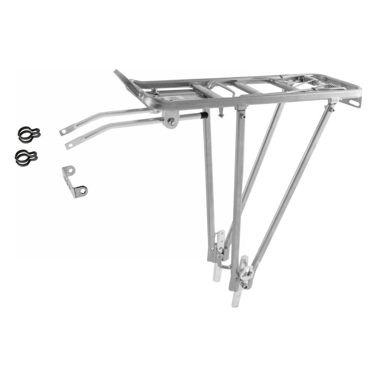 Adjustable Silver Aluminum Rear Rack for 24/26/28 Inch Bikes - M-Wave Screw On II A - 1