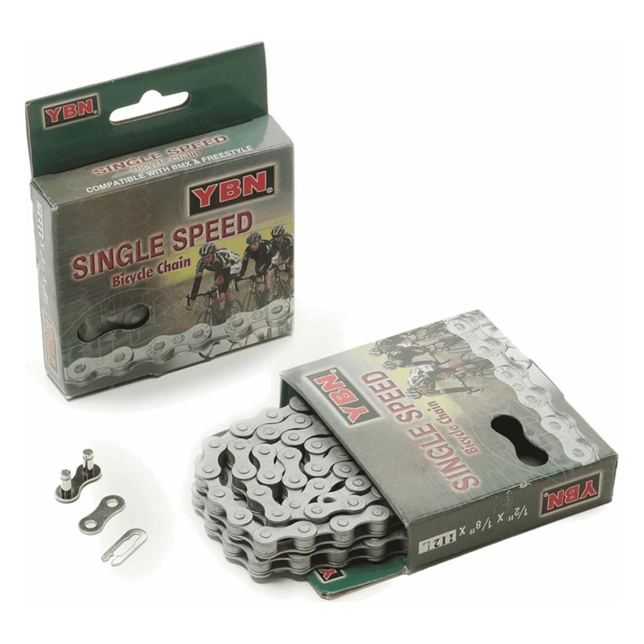 YBN S410RB Rustproof 1-Speed Bicycle Chain - 112 Links - 1