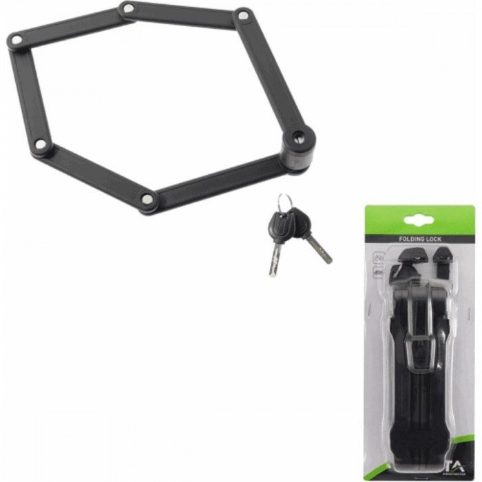 Cadenas pliable noire 840mm avec clé et support pour vélo - 1