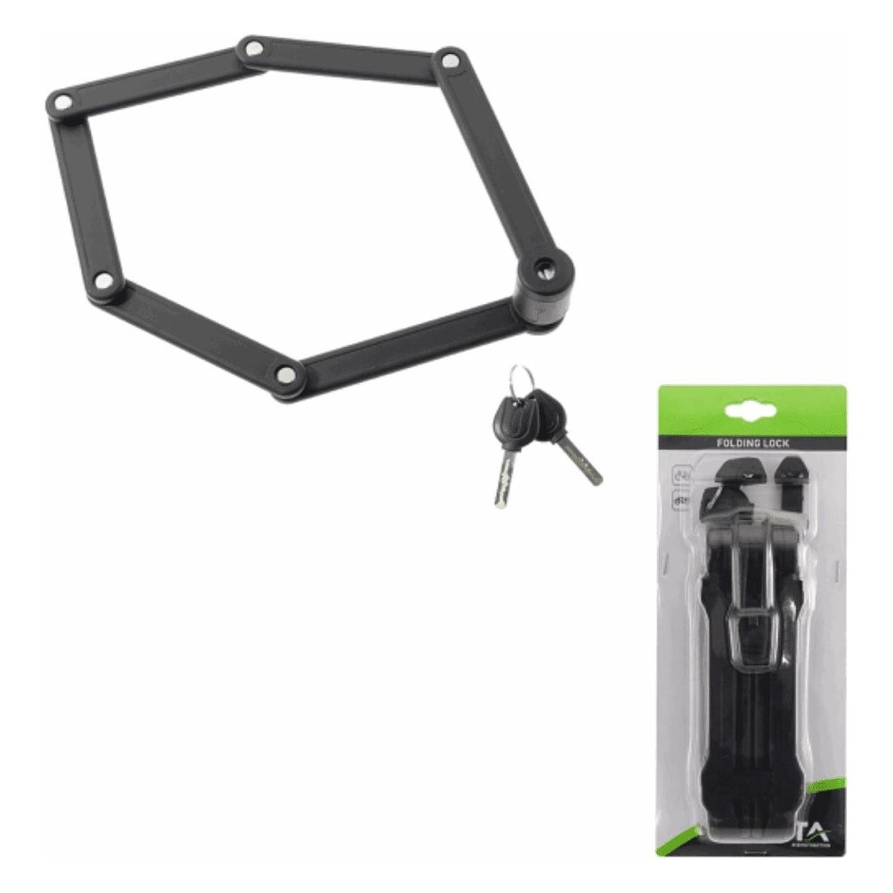 Candado plegable negro 840mm con llave y soporte para bicicleta - 1