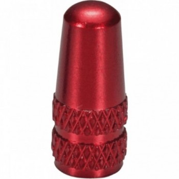 Pair of 15mm Red Anodized Aluminum Presta Valve Caps - 1