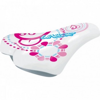 Junior Girl Saddle White and Pink 220x155 mm with 7 mm Steel Rail - 1