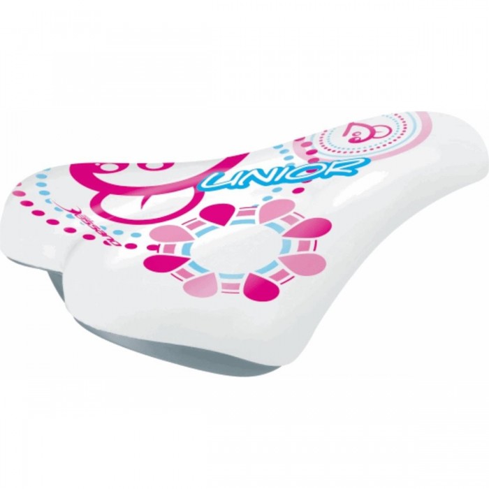 Selle Fille Junior Blanche et Rose 220x155 mm avec Rail en Acier 7 mm - 1